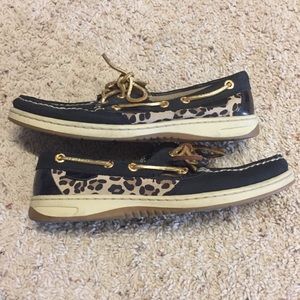 Black cheetah sperry boatshoes